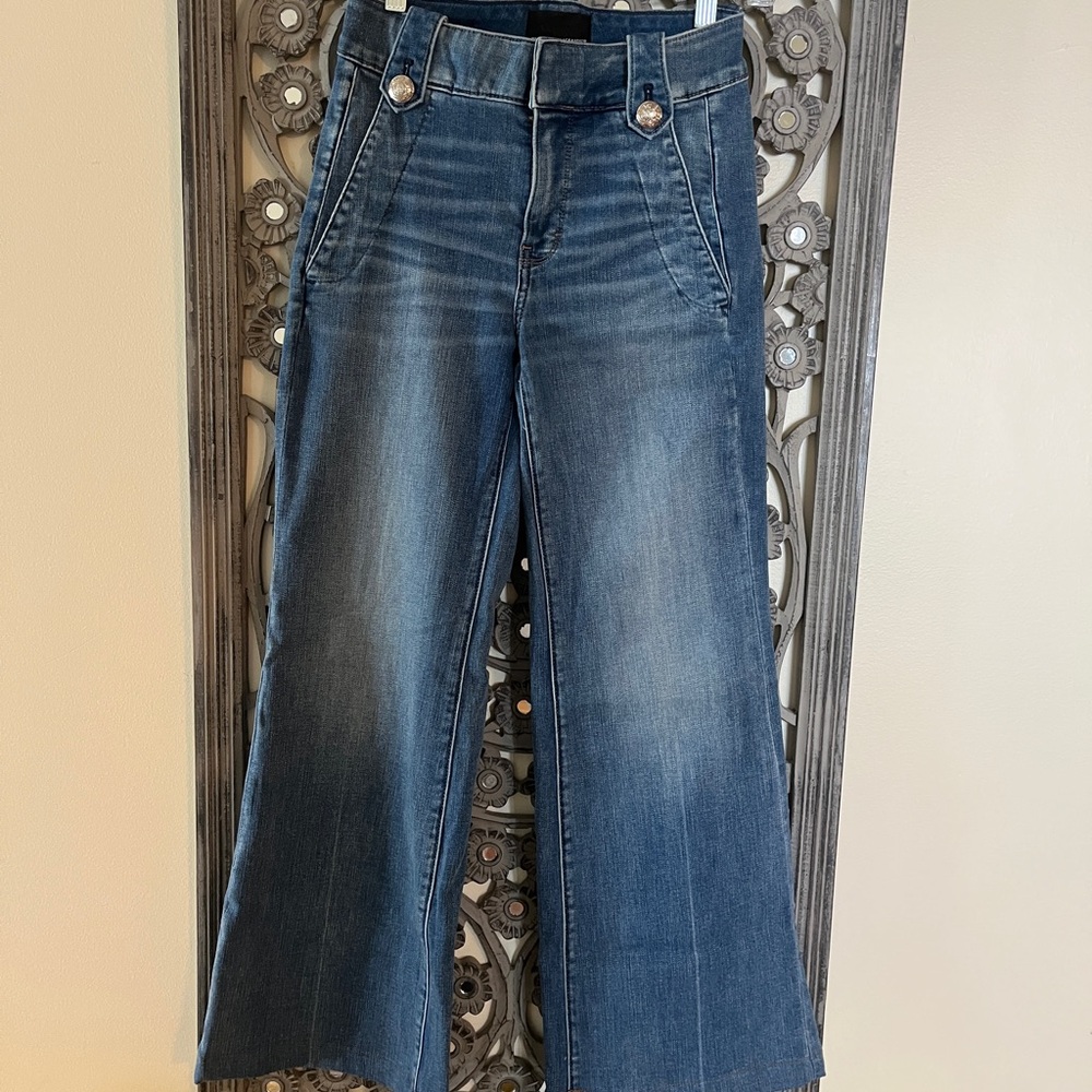 NWOT. WHBM Blue Wide-Leg Jeans